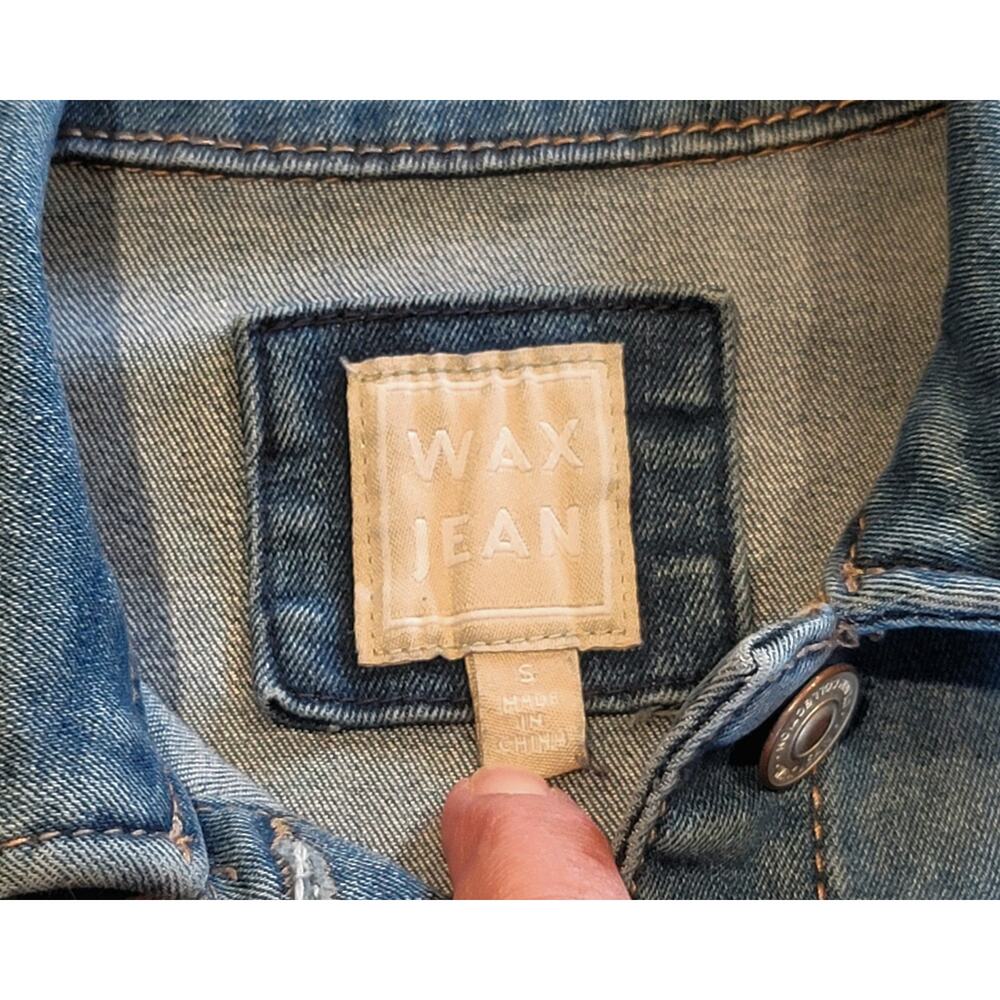 Wax Jean Y2K Denim Jean Jacket Junior Size Small Cropped Trucker Jacket EUC - Picture 7 of 12